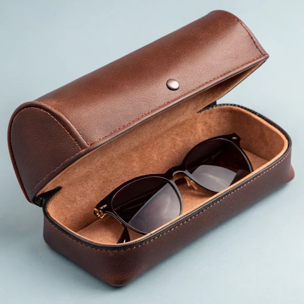 Leather Sunglasses Case - Brown